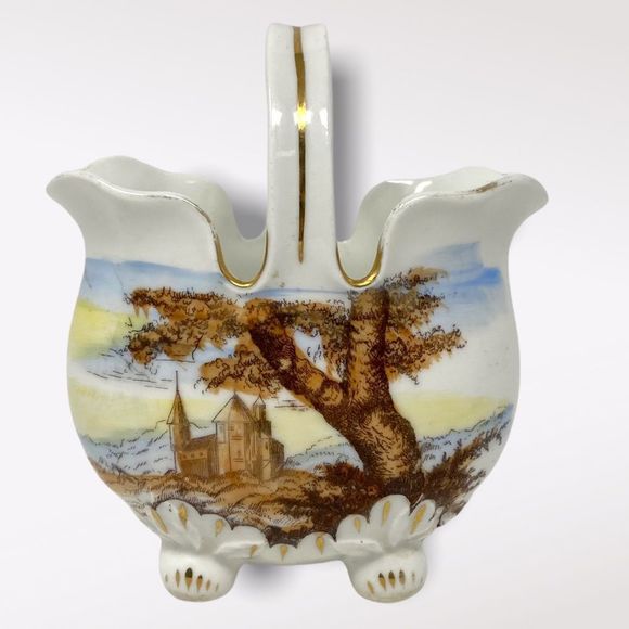 Vintage | Porcelain Basket With Scenery - Picture 1 of 8